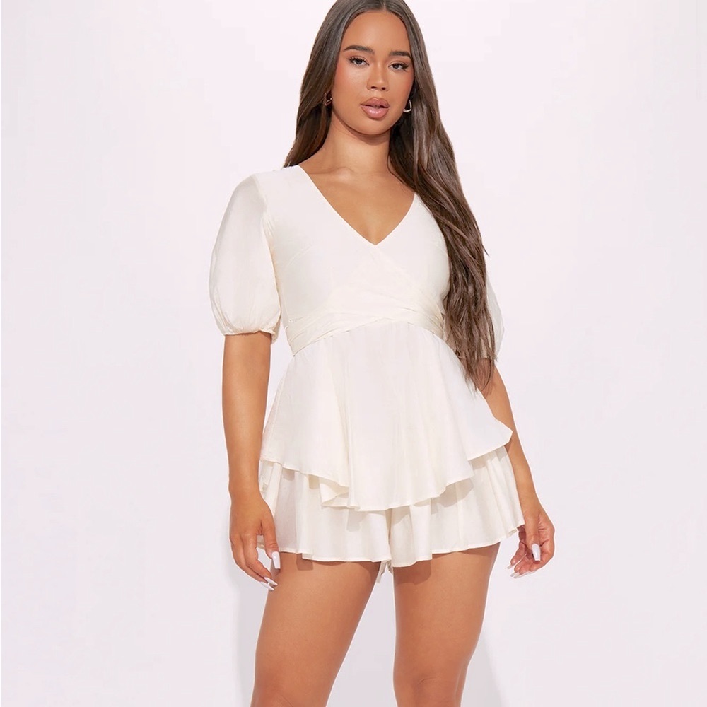 Audree Ruffle Linen Romper NEW 🏷️